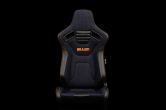 Braum Elite-X Series Sport Seats - Black PU / Navy Denim / Orange Stitching Pair - Universal