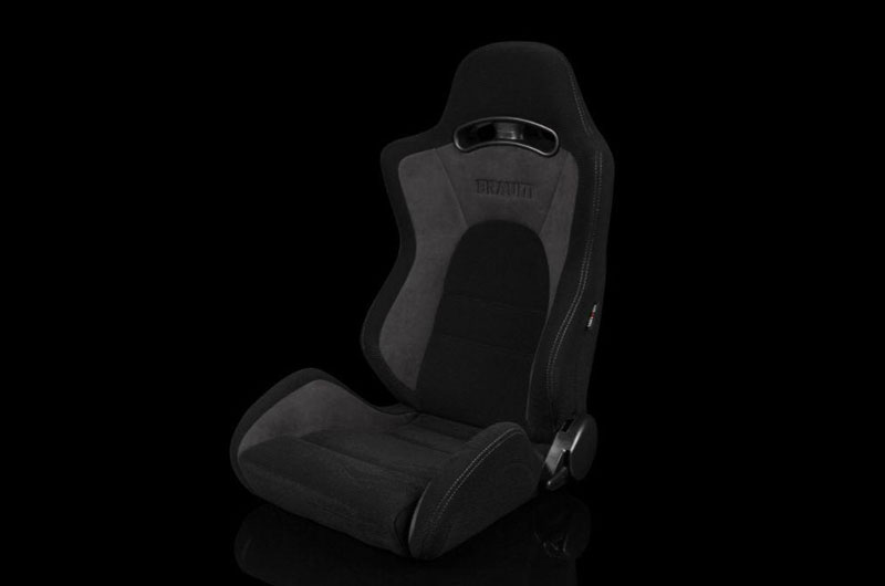 Braum S8 Series V2 Sport Seats - Black Cloth with Grey Microsuede Pair