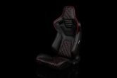 Braum Elite-X Series Sport Seats - Black Diamond (Double Red Stitching / Red Piping) Pair - Universal