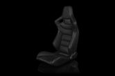 Braum Elite Series Sport Seats - Black Leatherette (Black Stitching) Pair - Universal