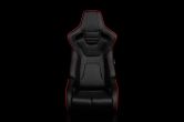 Braum Elite-R Series Sport Seats - Black Leatherette (Red Stitching / Red Piping) Pair - Universal