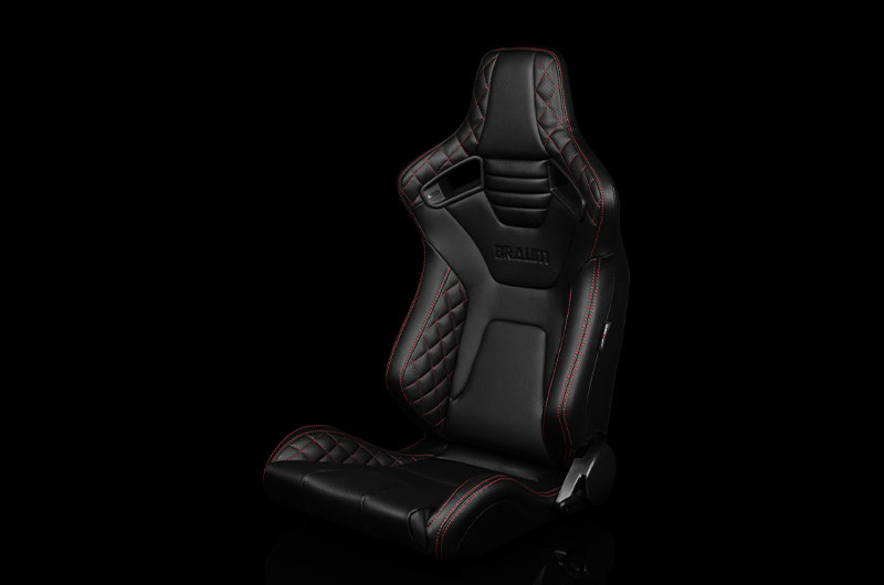 Braum Elite-X Series Sport Seats - Black Diamond (Red Stitching) Pair