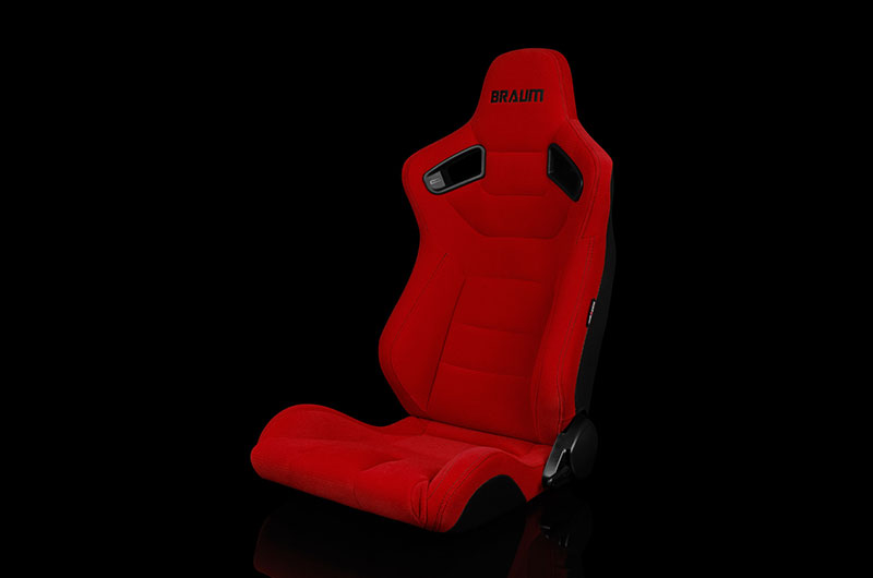 Braum Elite Series Sport Seats - Red Cloth (Black Stitching) Pair
