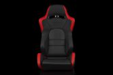 Braum S8 Series V2 Sport Seats - Black and Red Leatherette Pair - Universal