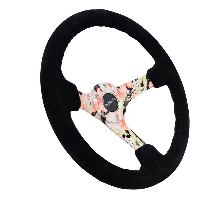 NRG Reinforced Steering Wheel 350mm Suede 3in Deep Floral