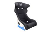 NRG Innovations FRP Bucket Seat - White finish with Arrow Embroidery and Blue Side Mount Bracket - Universal