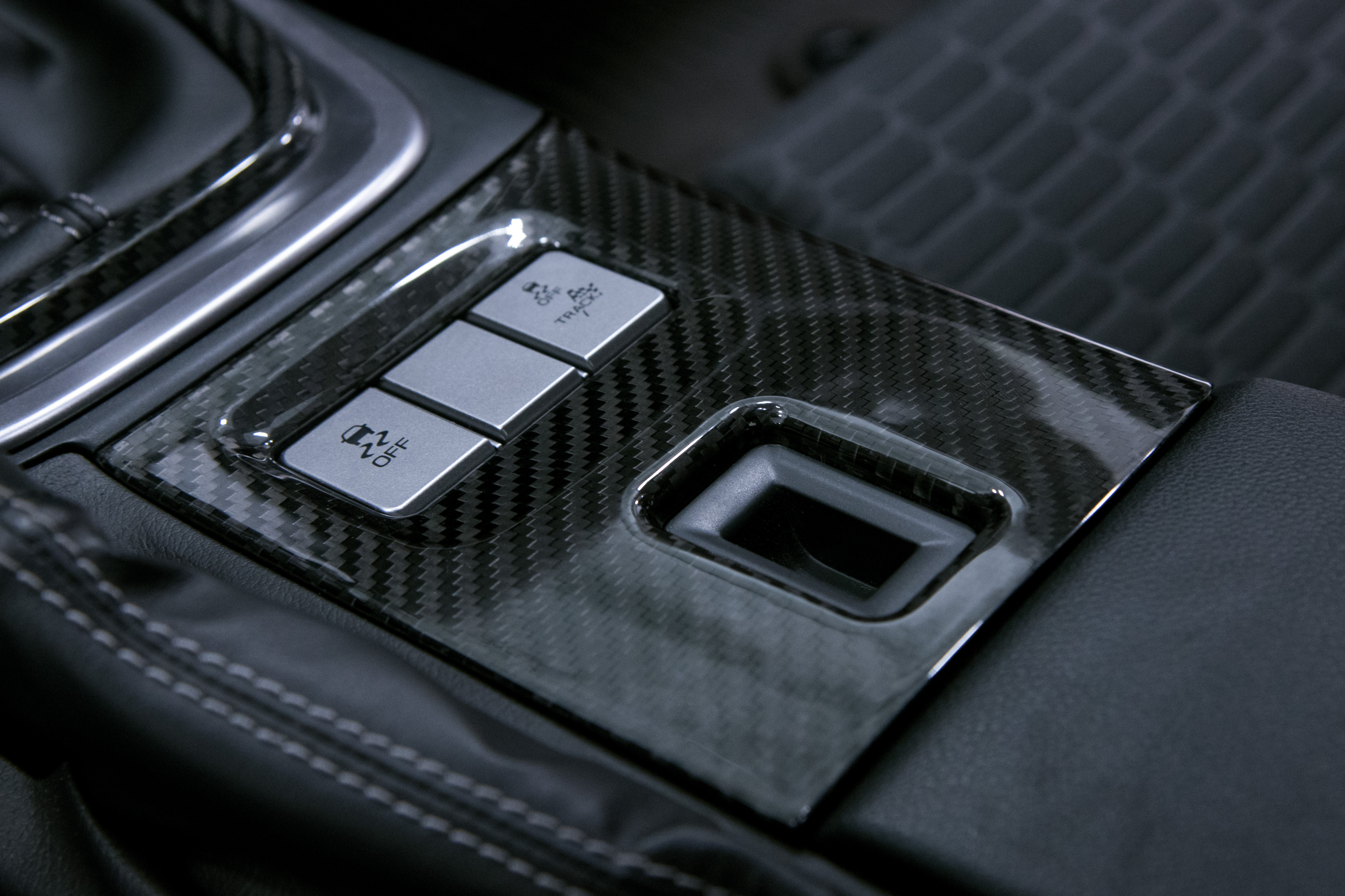 OLM Carbon Fiber Center Console Cover installed on 2022 2023 Subaru BRZ / Toyota GR86