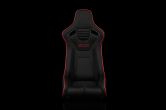 Braum Elite-R Series Fixed Back Bucket Seat - Black Polo Cloth (Red Stitching / Red Piping) Each - Universal