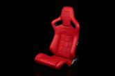 Braum Elite-X Series Sport Seats - Komodo Edition | Red Leatherette (Black Stitching) Pair - Universal
