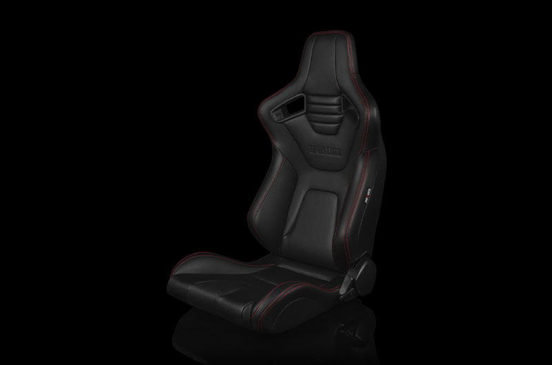 Braum Elite-X Series Sport Seats - Black Leatherette (Red Stitching) Pair