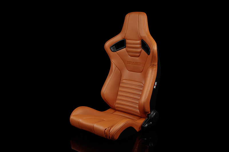 Braum Elite-X Series Sport Seats - British Tan Leatherette (Black Stitching) Pair