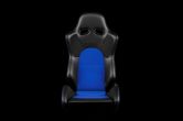 Braum Advan Series Sport Seats - Black Leatherette with Blue Fabric Insert Pair - Universal
