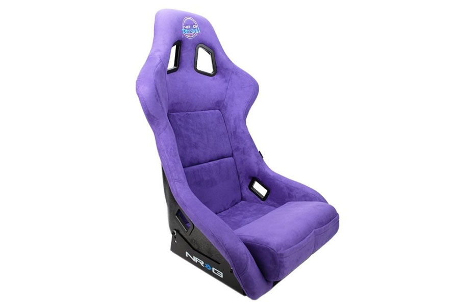 NRG Innovations FRP Bucket Seat PRISMA Edition with pearlized back. All Purple alcantara vegan material. (Large)