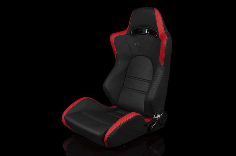 Braum S8 Series V2 Sport Seats - Black and Red Leatherette Pair