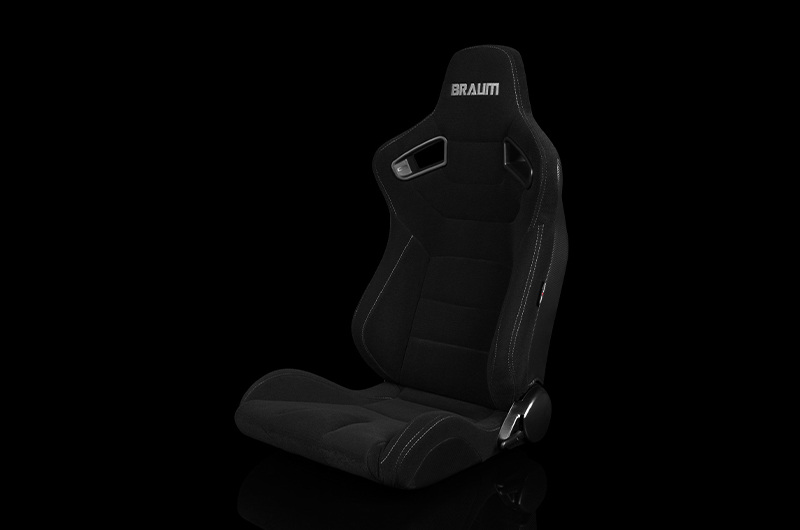 Braum Elite Series Sport Seats - Black Cloth (Grey Stitching) Pair
