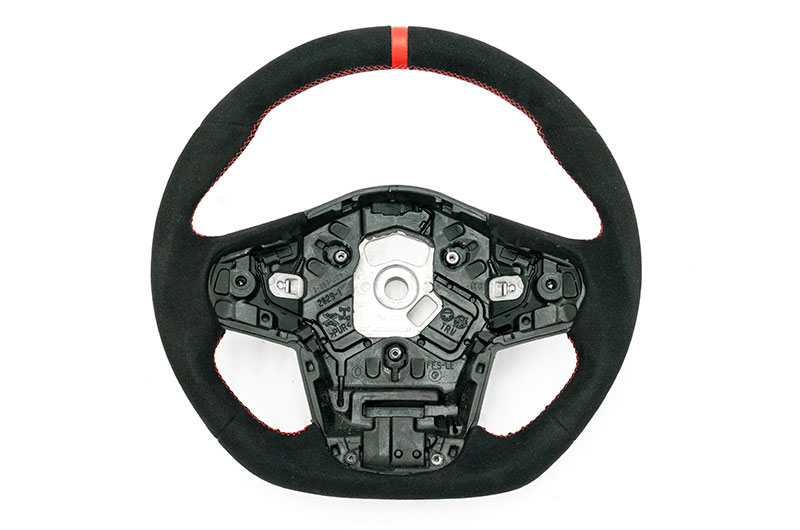 OLM Alcantara Pro Steering Wheel Alcantara with Red Stripe