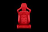 Braum Elite-X Series Sport Seats - Komodo Edition | Red Leatherette (Black Stitching) Pair - Universal