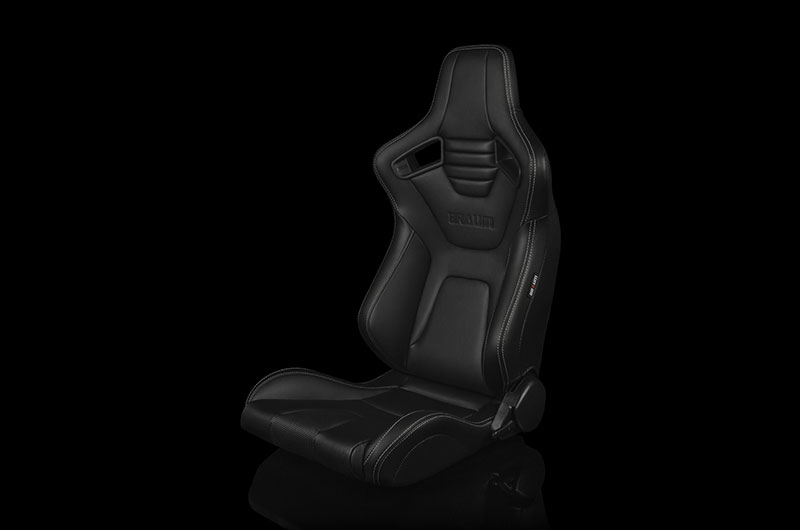 Braum Elite-X Series Sport Seats - Black Leatherette (White Stitching) Pair