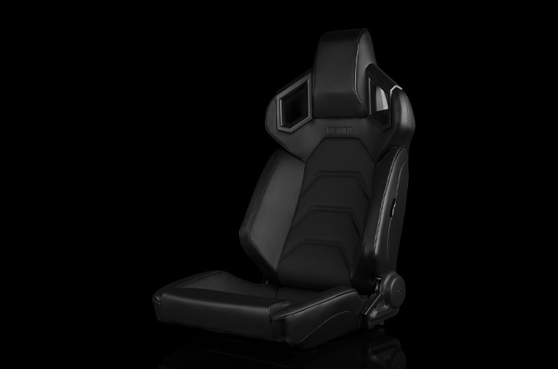 Braum Alpha X Series Sport Seats - Black & Black Stitching - Low Base Version