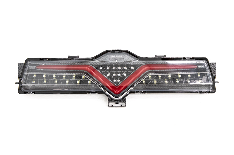 OLM VL Style Sequential 4th Brake Light / Reverse Light (Clear Lens, Carbon Look Base, Red Bar)