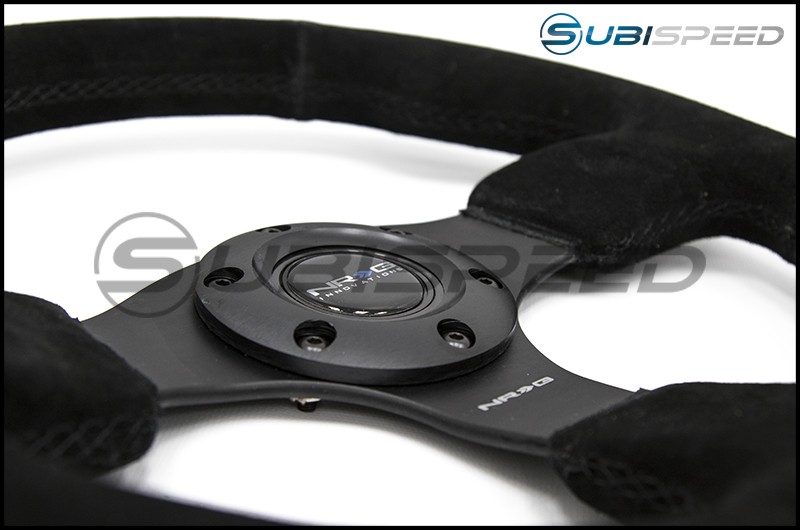 NRG Race Style Suede Steering Wheel 320mm w/ Black Stitching