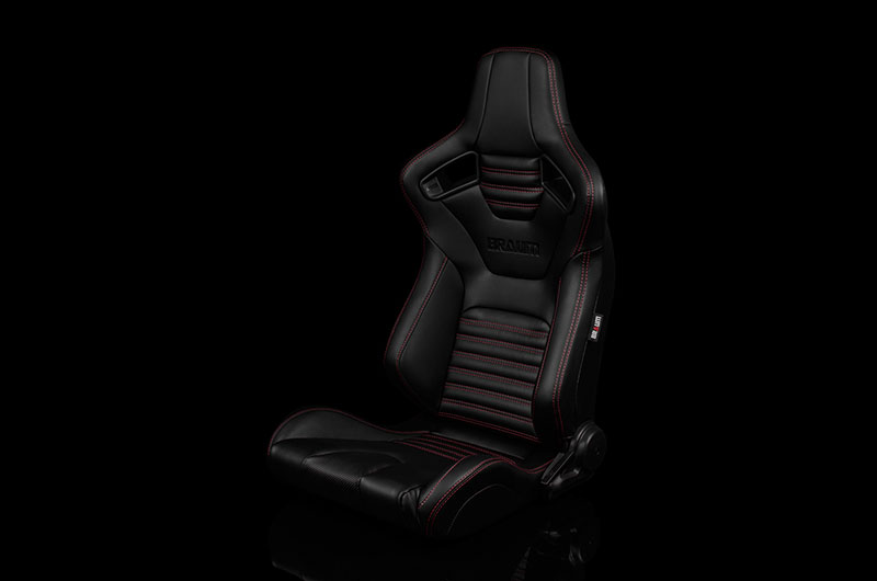 Braum Elite-X Series Sport Seats - Black Leatherette (Red Stitching) Version 2 Pair