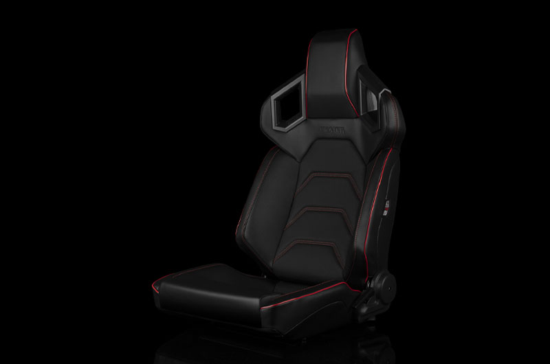 Braum Alpha X Series Sport Seats - Black & Red Stitching - Low Base Version