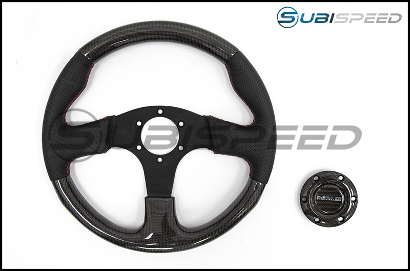 NRG 315mm Carbon Fiber Steering Wheel With Red Stitching